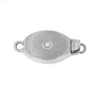 14KW 7X11mm Diamond Accent Matt Oval Bead Clasp