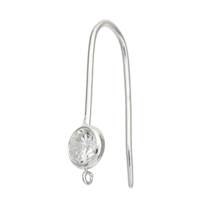 Sterling Silver 4mm Round Cubic Zirconia Earwire Earring