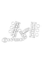 Sterling Silver 6X17mm Crystal Adjustable Bar Clasp With Chained Mirror Bead End