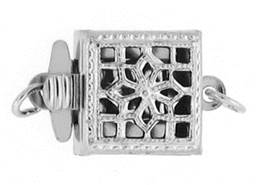 SS 8X13mm 1 Strand Multi-Strand Filigree Square Clasp