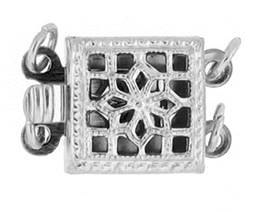 SS 8X13mm 2 Strands Multi-Strand Filigree Square Clasp