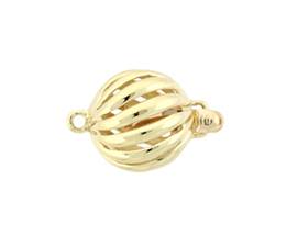 14KY 10.5mm Hollow Spiral Ball Clasp