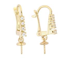 14KY 4mm Cup Leverback Earring With Diamond Accent