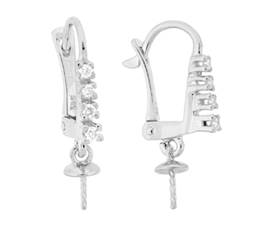 14KW 4mm Cup Leverback Earring With Diamond Accent