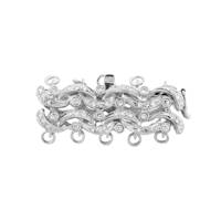 14KW 5 Strands Diamond Accent Fancy Hair Comb Clasp
