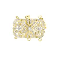 14KY 3 Strands Rectangle Diamond Fancy Accent Clasp