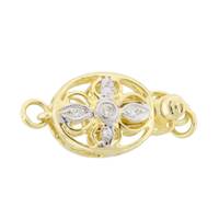 14KY 1 Strand Diamond Accent Four Pedals Oval Clasp