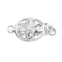 14KW 1 Strand Diamond Accent Four Pedals Oval Clasp