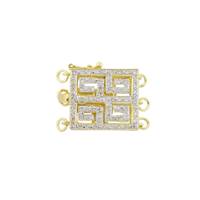 14KY 3 Strands Diamond Accent Textile Square Clasp