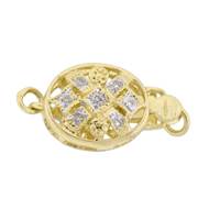 14KY 1 Strand Diamond Accent Fancy Oval Clasp