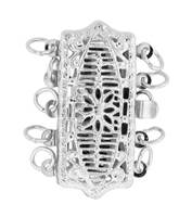 14KW 13X20mm 5 Strands Two Sided Rectangle Filigree Clasp