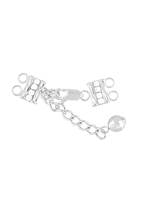Sterling Silver 6X8mm Crystal Adjustable Bar Clasp With Chained Mirror Bead End
