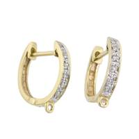 14KY 11mm/R 6pts/12pcs Diamond Euro Leverback With Closed Ring