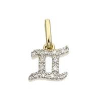14KY 9mm 5pts/12pcs Gemini Charm