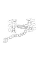 Sterling Silver 6X15mm Crystal Adjustable Bar Clasp With Chained Mirror Bead End