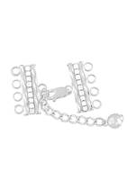 Sterling Silver 6X20mm Crystal Adjustable Bar Clasp With Chained Mirror Bead End