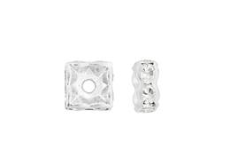 4MM SILVER PLATED CRYSTAL SQUARE RONDELLE