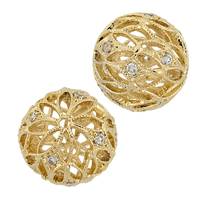 Vermeil 12mm Cubic Zirconia Filigree Round Bead