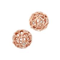 Rose Gold Vermeil 10mm Cubic Zirconia Filigree Round Bead