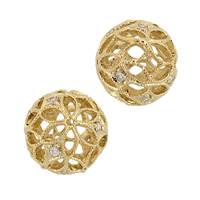 Vermeil 10mm Cubic Zirconia Filigree Round Bead