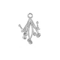 Rhodium Sterling Silver 6mm Rhodium Plated Cubic Zirconia Filigree Bail