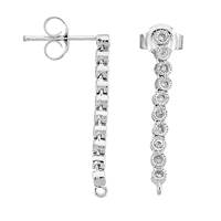 Rhodium Sterling Silver Rhodium Plated Cubic Zirconia Drop Earring