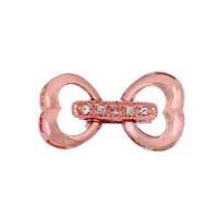 Rose Gold Vermeil 16X9mm Cubic Zirconia Heart Fold Over Clasp