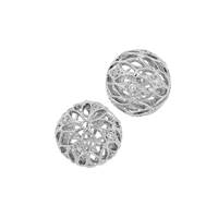 Rhodium Sterling Silver 6mm Rhodium Plated Cubic Zirconia Filigree Round Bead