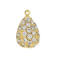 Vermeil 10X6mm Cubic Zirconia Pave Pear Pendant