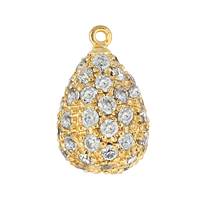 Vermeil 14X9mm Cubic Zirconia Pave Pear Pendant