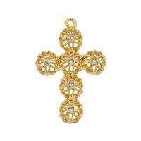 Vermeil 13X9mm Cubic Zirconia Filigree Cross Charm