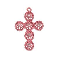 Rose Gold Vermeil 13X9mm Cubic Zirconia Filigree Cross Charm