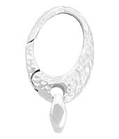 Rhodium Sterling Silver 24X16mm Hammer Oval Trigger Clasp