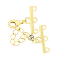 Vermeil 20mm Adjustable Bar Clasp With Cubic Zirconia Accent