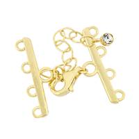 Vermeil 25mm Adjustable Bar Clasp With Cubic Zirconia Accent
