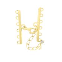 Vermeil 35mm Adjustable Bar Clasp With Cubic Zirconia Accent