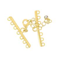 Vermeil 35mm Adjustable Bar Clasp With Cubic Zirconia Accent