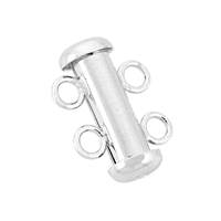 Rhodium Sterling Silver 2 Rows Multi-Row Tube Clasp 15X4mm