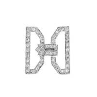 20X18mm Rhodium Plated Cubic Zirconia Multi-Strand Fold Over Clasp