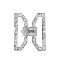 29X20mm Rhodium Plated Cubic Zirconia Multi-Strand Fold Over Clasp