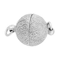 Rhodium Sterling Silver 10mm Star Dust Ball Magnetic Clasp