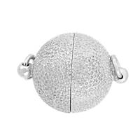 Rhodium Sterling Silver 12mm Star Dust Ball Magnetic Clasp