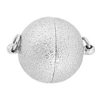 Rhodium Sterling Silver 14mm Star Dust Ball Magnetic Clasp