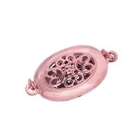 Rose Gold Vermeil 15X10mm Filigree Oval One Touch Clasp