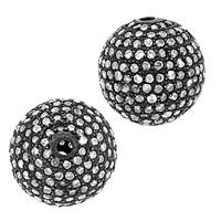 Rhodium Sterling Silver 2.50cts 14mm Diamond Ball Bead