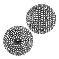 Rhodium Sterling Silver 5.13cts 20mm Diamond Ball Bead