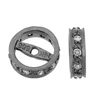 14K Black Rhodium 7mm 5pts/10pcs Diamond Roundel Bead