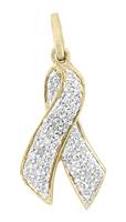 14KY 19mm 24pts/52pcs Breast Cancer Ribbon Charm