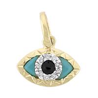 14KY 12mm 5pts/16pcs Turquoise Evil Eye Charm
