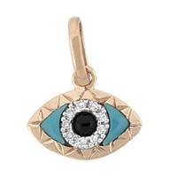 14KR 12mm 5pts/16pcs Turquoise Evil Eye Charm